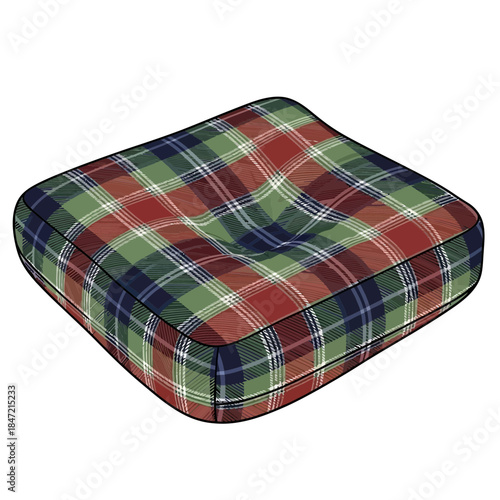 Comfortable and stylish plaid upholstered cushion for cozy seating and interior decor