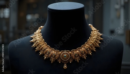 Gold Necklace on Black mannequin
