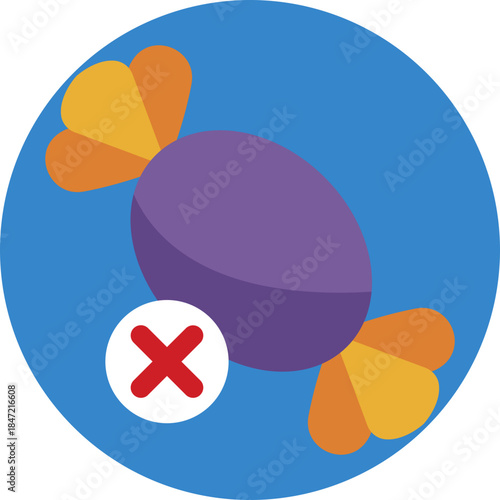 Represents sugary foods such as candy and desserts that can raise blood glucose levels and should be consumed with caution in diabetes management.