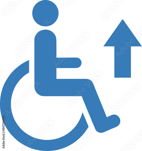 Wheelchair accessible elevator up arrow icon symbol.