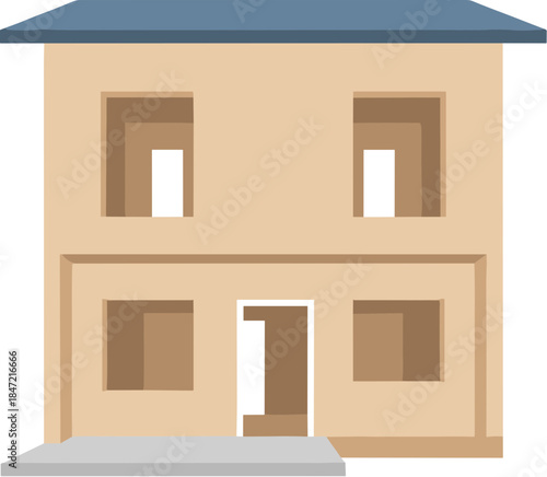 Simple two-story residential house vector illustration.