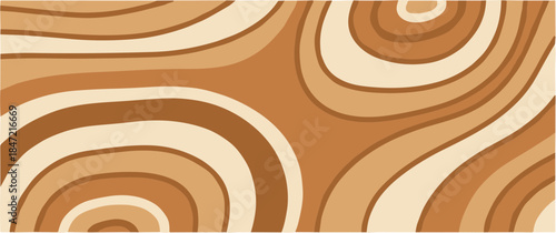 Groovy retro abstract background with wavy lines in earthy tones.