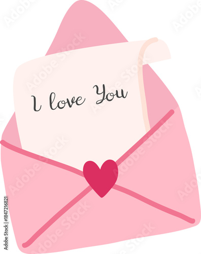 Envelope With Love Letter Cartoon