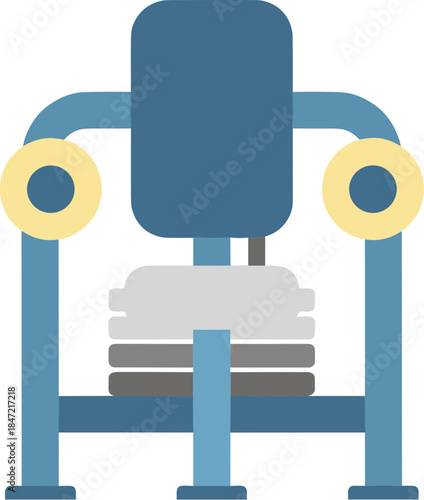 Blue weight machine for strength training and fitness workouts vector illustration.