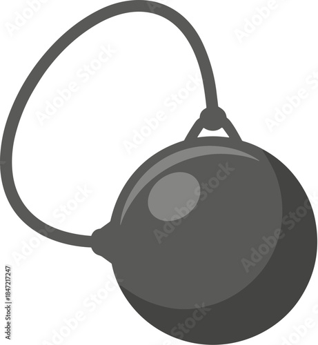 Grayscale vector illustration of a hammer throw sports implement.