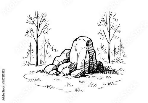 Rock Formation hand drawn simple sketch vector illustration