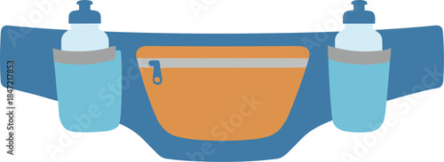 Vector illustration of a running hydration belt with two water bottles.
