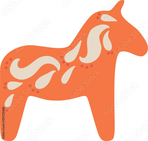 Horse Silhouette With Scandinavian Folk Pattern