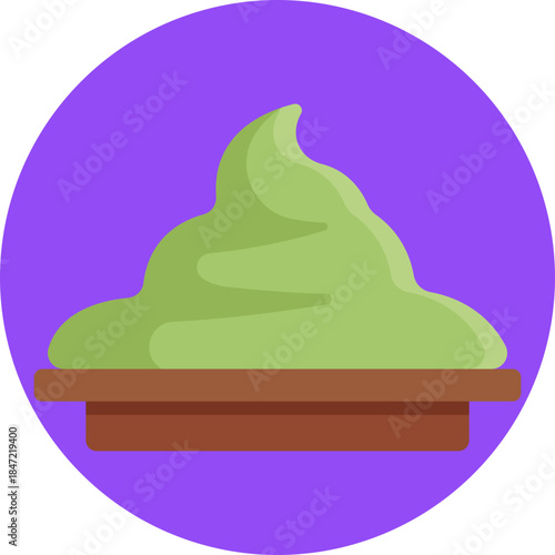 Wasabi – A stylized depiction of wasabi paste, representing the spicy green condiment commonly served with sushi and sashimi.
