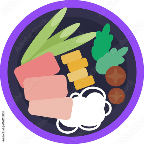 Pad Thai – An icon depicting a plate of stir-fried rice noodles with shrimp, vegetables, and garnish, symbolizing a popular Asian noodle dish.