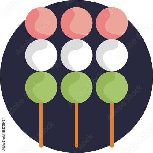 Skewered Japanese rice dumplings, often served with sweet sauces.