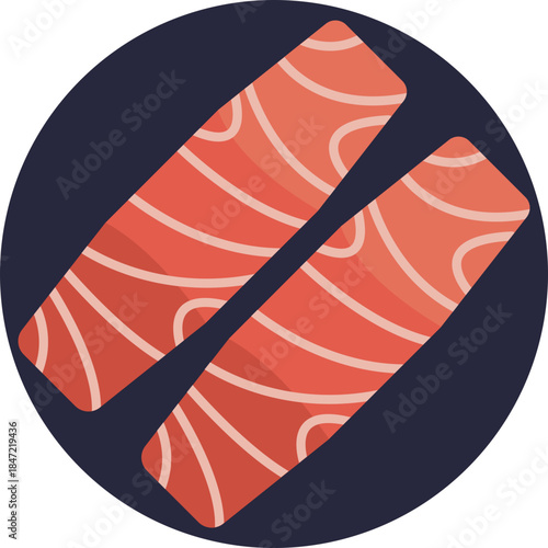 Fresh salmon slice, commonly used in sushi and sashimi.
