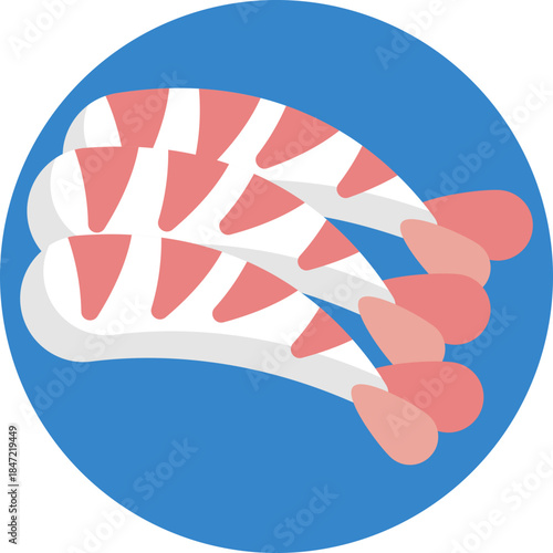 Cooked or raw shrimp, often used in sushi or tempura dishes.