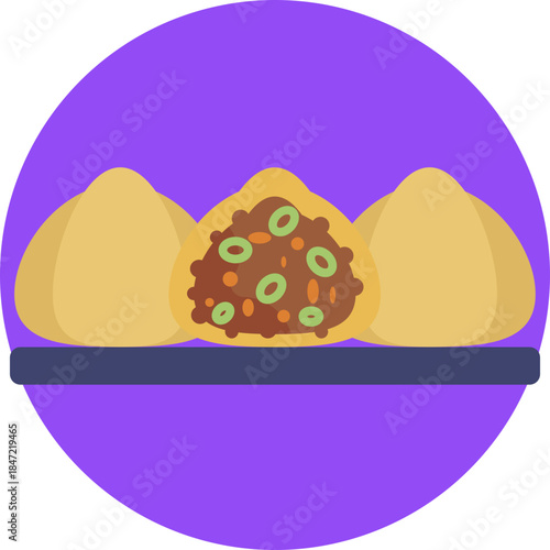 Dim Sum Icon: A minimal icon representing small steamed dumplings, commonly served in bite-sized portions and shared as a traditional Asian dish.