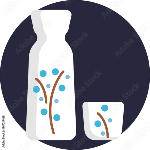 A traditional Japanese rice wine served in a small cup.