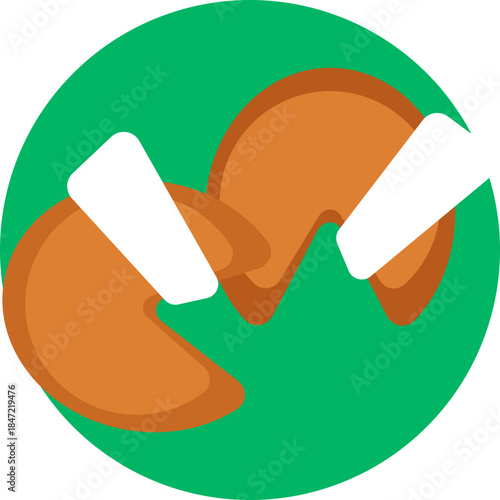 A simple icon depicting a cracked fortune cookie with a small paper slip inside, symbolizing luck and messages often associated with Asian-inspired cuisine.