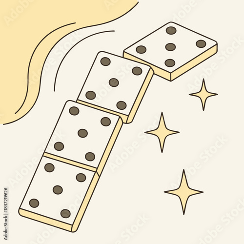 Domino tiles falling in sequence illustrating a concept