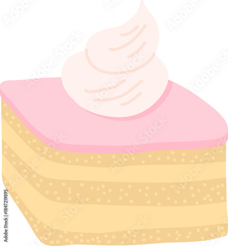 Cake Slice With Cream Topping