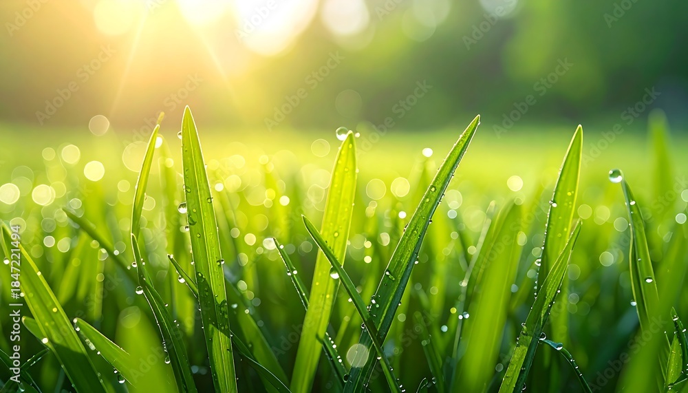 Fototapeta premium Fresh grass with dew shines