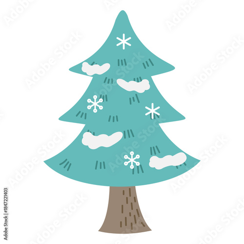 雪が積もった木のシンプルでかわいいイラスト