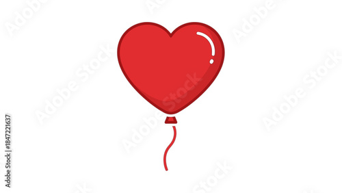 A red heart-shaped balloon floats against a clean white background, symbolizing love on happy mother day with a simple and elegant composition.