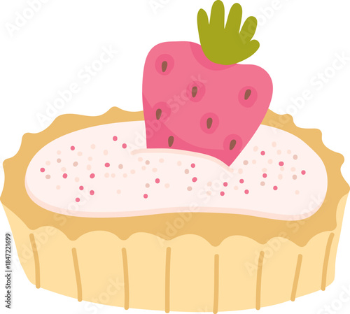 Tart With Strawberry Topping Cartoon