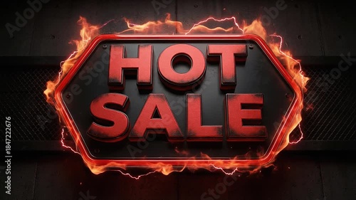 Hot Sale 3D Black Text with Red Accent Burning Effect Video Loop