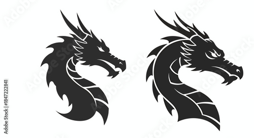 A fierce dragon head illustration, rendered as a clean vector graphic, showcasing a powerful and mythical creature in a stylized, modern design, perfect for logo use.