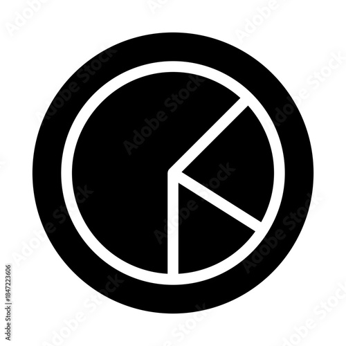 Glyph style business icon of a pie chart representing data analysis.
