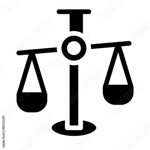 Glyph style business icon of balance scales representing business ethics.