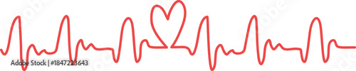Heartbeat Line With Heart Loop Doodle