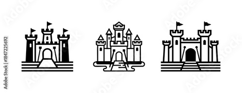 Black and White Drawbridge Medieval Castle Art