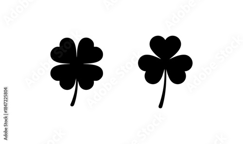 Black and White Clover Lucky Shamrock Plant Icon