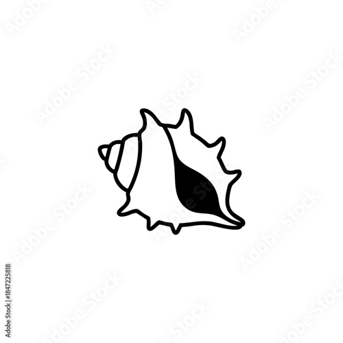 Black and White Conch Shell Tropical Beach Symbol