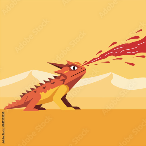 Thorny Devil Lizard Projecting Blood from Eye in Defense.