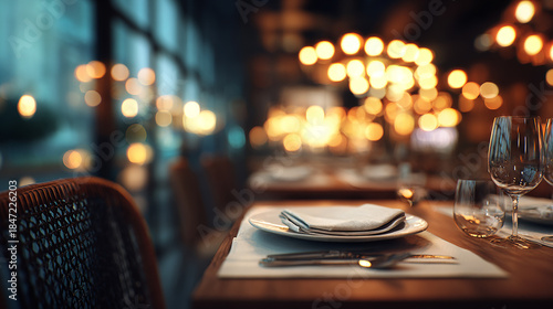 Elegant Restaurant Table Setting for an Evening Dinner