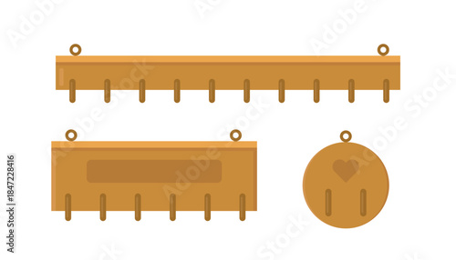 Illustration rack coat wood isolated set