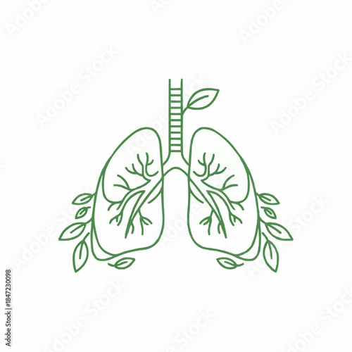 Green lungs with leaves symbolizing health and nature