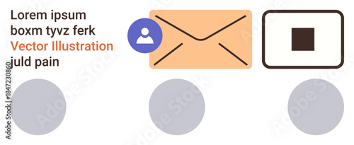 Communication, digital messaging, profiles, email services, information flow, online interaction. Envelope, user icon minimal design elements. Communication and digital messaging concepts