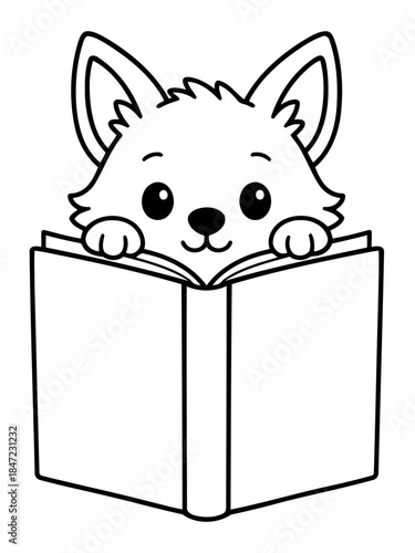 Bookworm fox: A charming fox, engrossed in a captivating story within the pages of a well-loved book, exudes curiosity and the love of reading.
