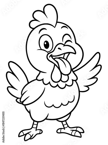 Playful Rooster: A whimsical rooster, with a touch of mischief in its eyes, sticks out its tongue and playfully gestures.