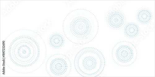 Vector abstract blue background frame of geometric shapes. Circular ornament. Pattern of dots, particles, molecules, fragments. Poster for technology, medicine, presentations, business.
