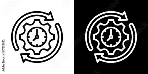 Efficient Processes Icon Of Line Black And White Style 