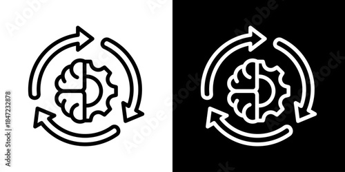 Model Practices Icon Of Line Black And White Style 