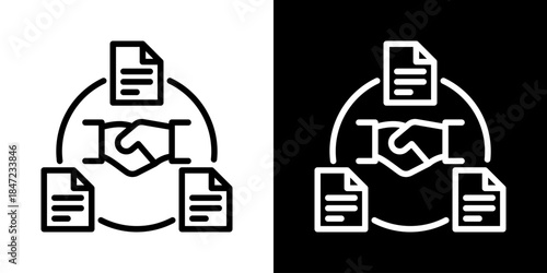 Document Collaboration Icon Of Line Black And White Style 