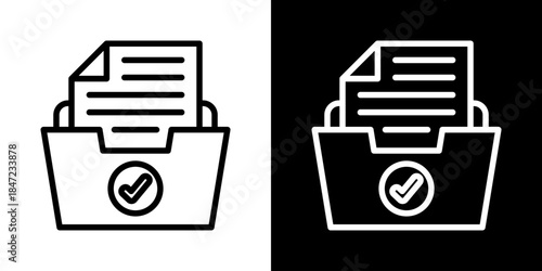 Record Keeping Icon Of Line Black And White Style 