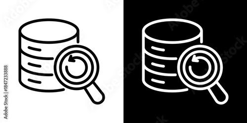 Data Retrieval Icon Of Line Black And White Style 