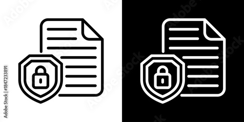 File Security Icon Of Line Black And White Style 