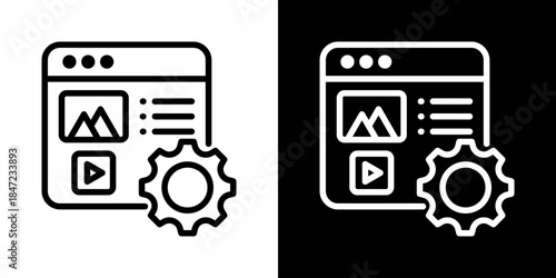 Content Management Icon Of Line Black And White Style 