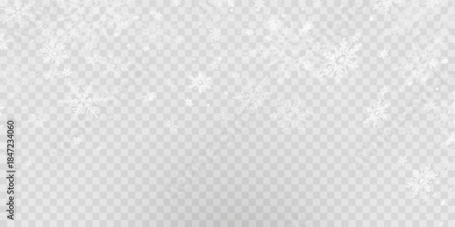 Simple heavy snowflakes design. Wintertime speck freeze shapes. Snowfall weather white blue illustration. Scattered snowflakes december theme. Snow hurricane landscape.	